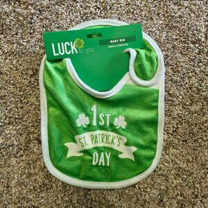 Baby's 1st St. Patrick's Day Green & White Bib